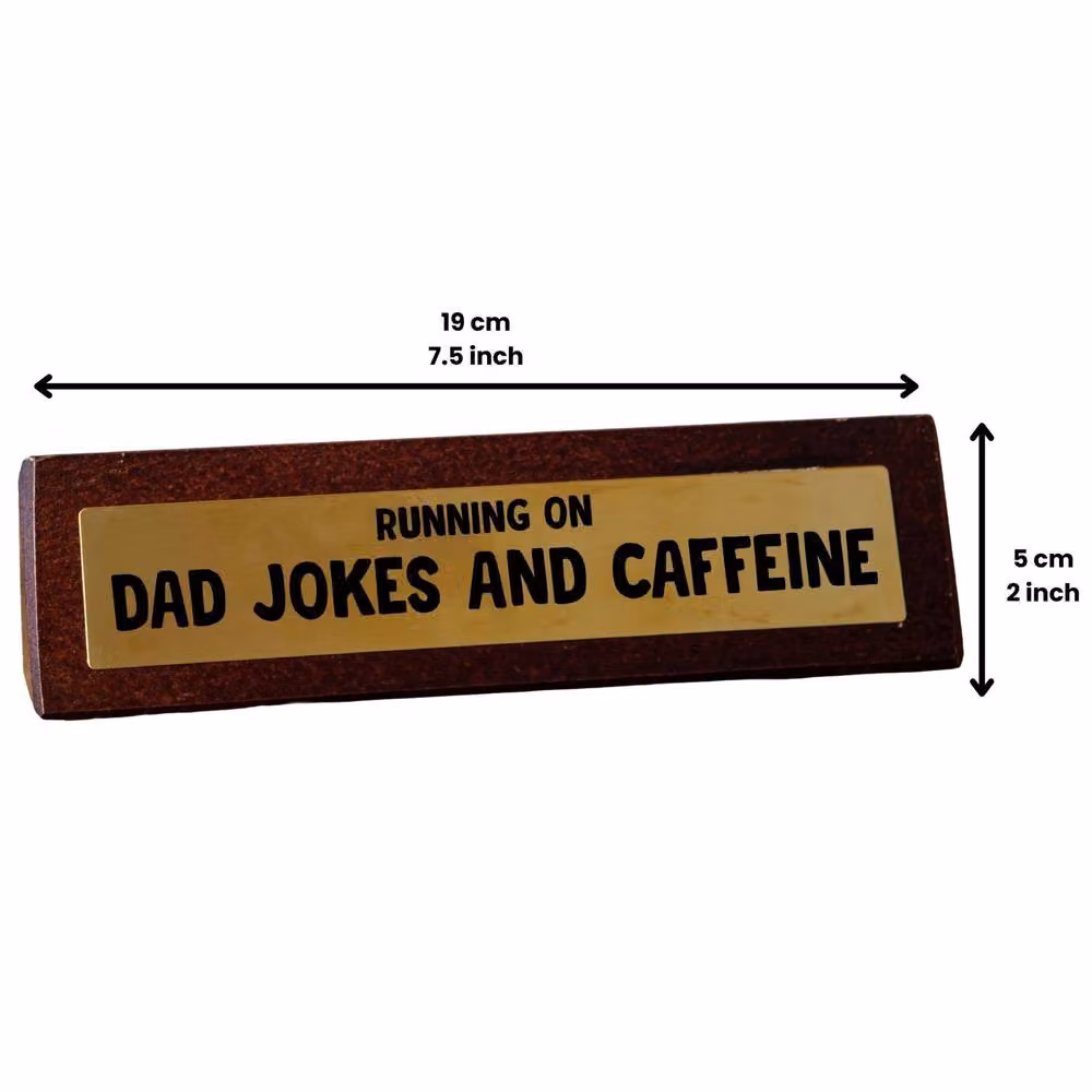 Boxer Gifts Running on Jokes and Caffeine Wooden Tabletop Desk Sign in Brown and Multicolour – 4