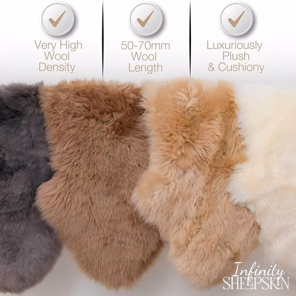Infinity Leather Blue Genuine Sheepskin Wool Rug, W/D: 180 x 60 cm – 6