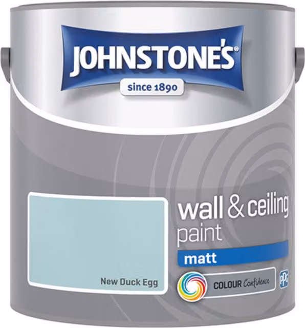 Johnstone's Matt Emulsion Paint in Duck Egg Blue, 2.5l – 3