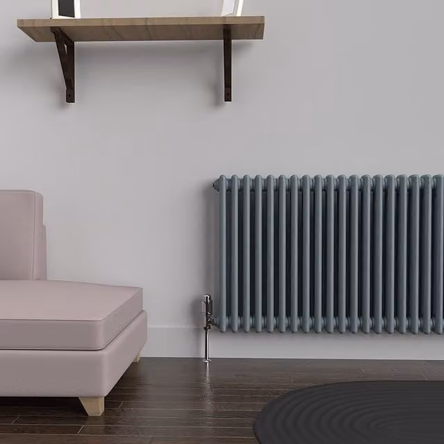 Lux Heat Horizontal Column Radiator in Pebble Grey, W/H: 60.0 x 137.0 cm