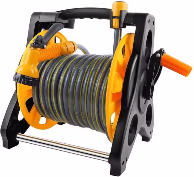 NESTLUNE Retractable Garden Hose Reel with 30m Automatic Water Pipe in Yellow
