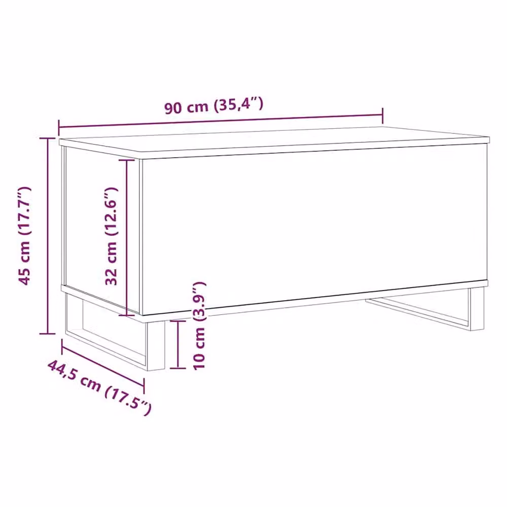 Berkfield Home Artisan Oak Coffee Table in Brown, W/D/H: 90 x 44.5 x 45 cm – 4