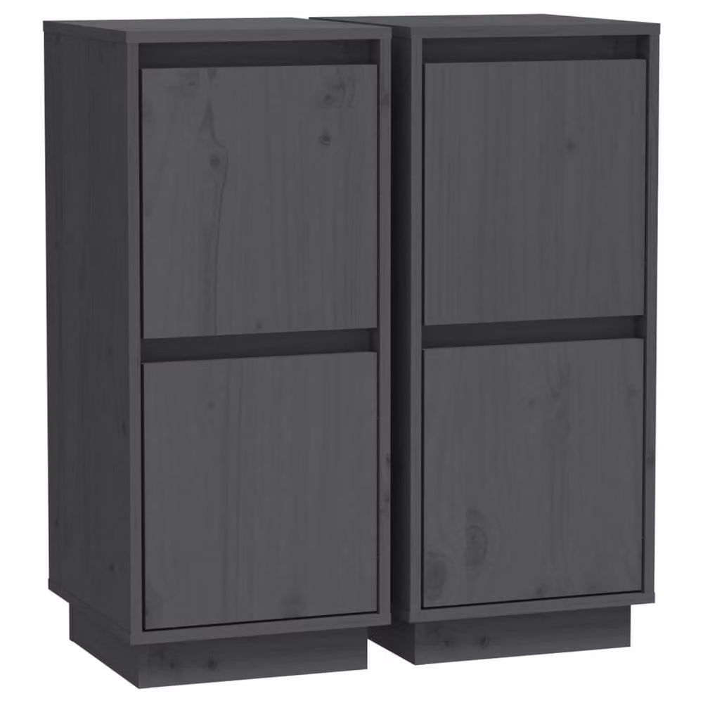 Berkfield Home Set of 2 Grey Solid Wood Pine Sideboards, W/D/H: 31.5 x 34 x 75 cm – 2