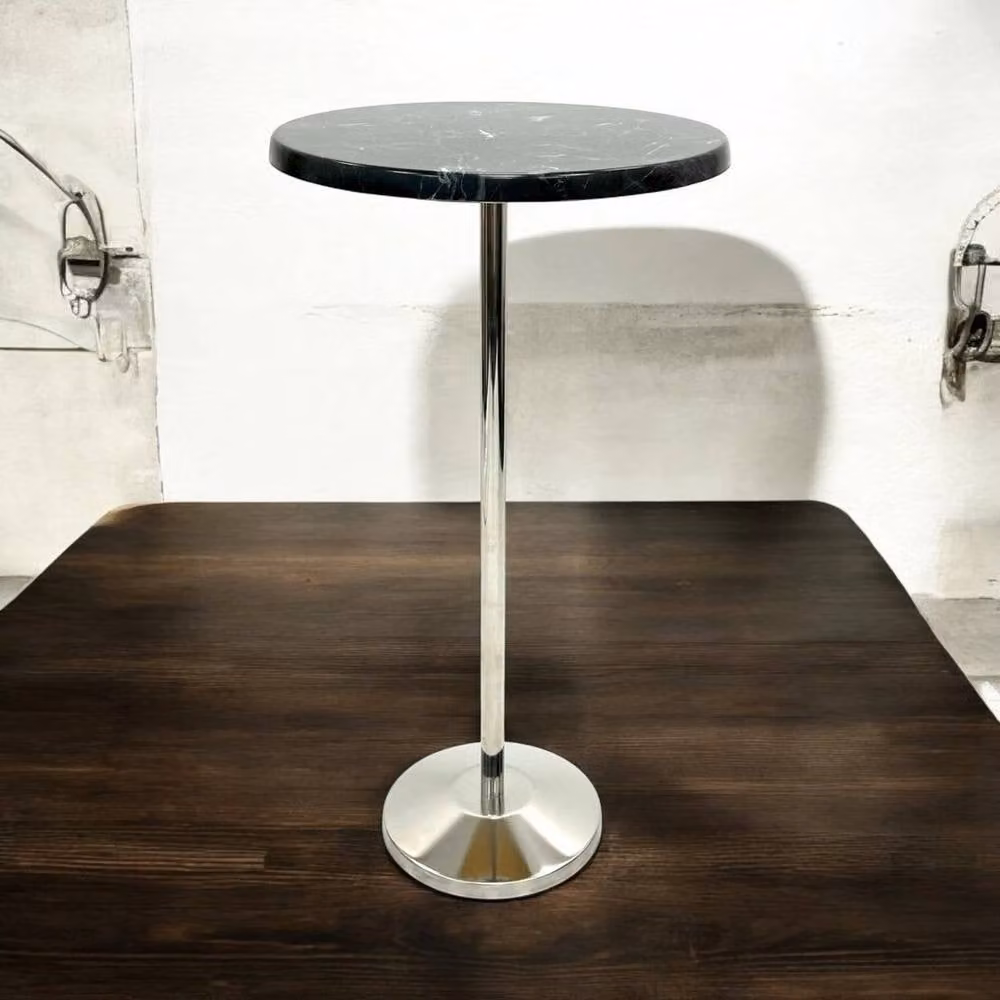 PAWNORA Modern High Table with Glossy Black Marble Stone Top – 4