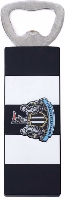 Newcastle United FC Magnetic Bottle Opener with PVC Crest in Black and White