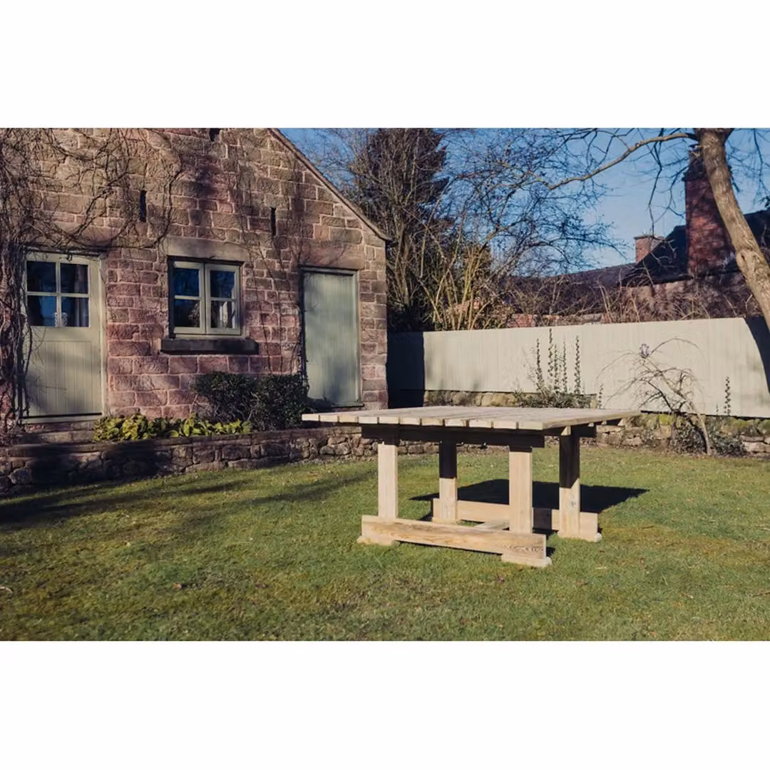 Churnet Valley Garden Furniture Ltd Ergo 8 Seater Square Redwood Wood Garden Table in Brown W/D/H: 149 x 149 x 78 cm – 3