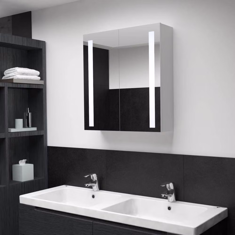 Berkfield Home LED Bathroom Mirror Cabinet in White, W/D/H: 60 x 14 x 62 cm – 2