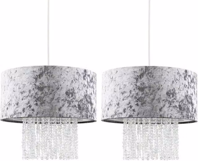 FORGEVIO Set of 2 Grey Cylinder Ceiling Light Shades – 1