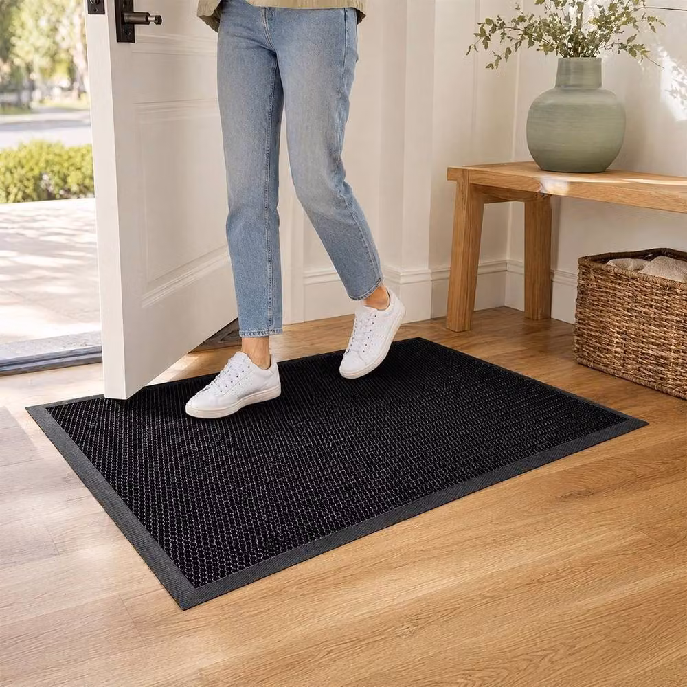 Kelvenix Black Silicone Outdoor Dirt Trapper Doormat, Round, Diameter: 100 cm – 4