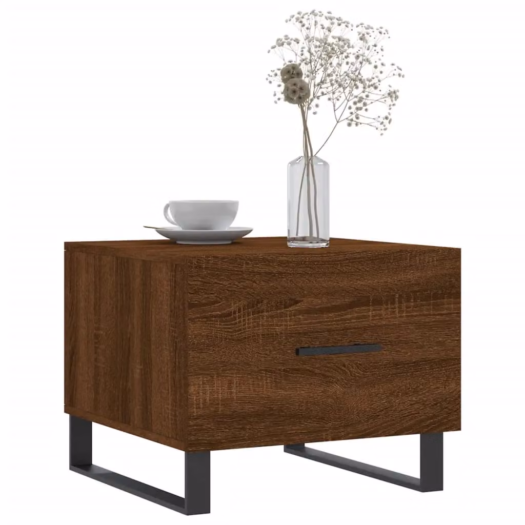 Berkfield Home Modern Square Coffee Table in Brown Oak, W/D/H: 50 x 50 x 40 cm – 3