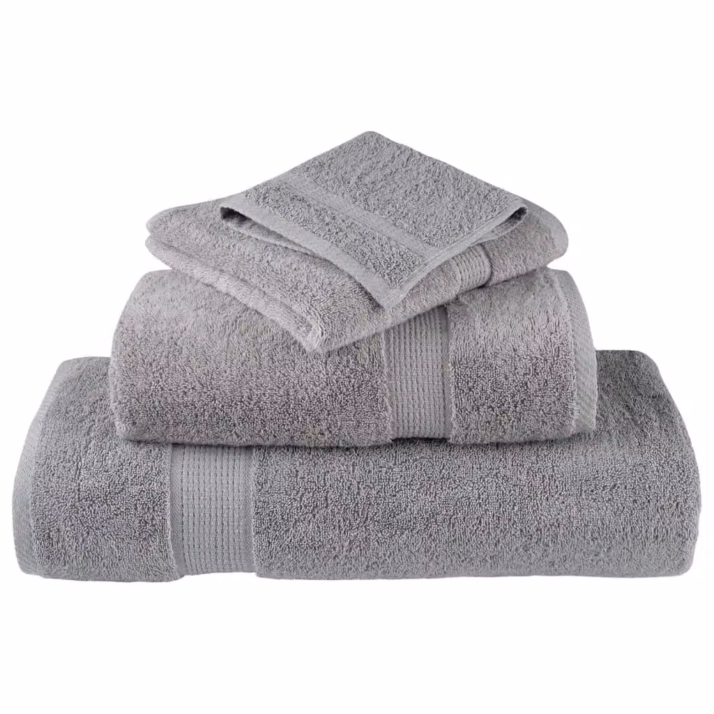 Berkfield Home SOLUND Premium Cotton Terry Hand Towels, Grey, 10 Pack, W: 50 cm, L: 100 cm, 600gsm – 4