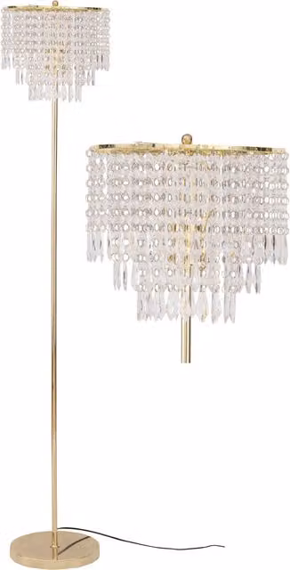 First Choice Lighting Cascada Floor Lamp in Polished Gold and Clear Acrylic