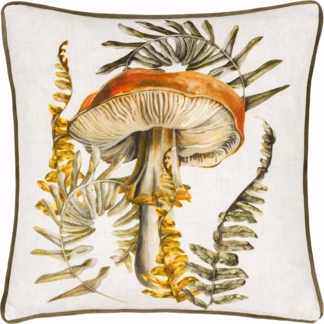 Make it a Home Kielder Forest Hatfield Printed Square Polyester Velvet Cushion in Yellow and White