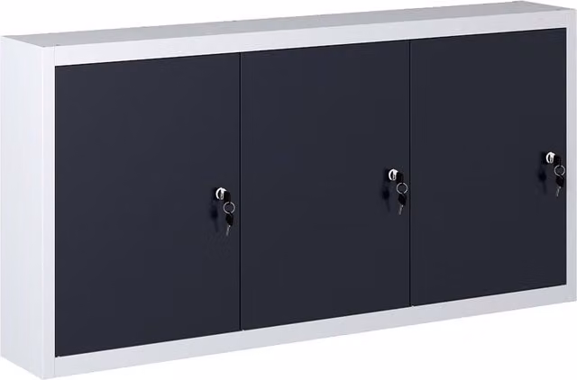 Berkfield Home Industrial Style Wall Mounted Metal Tool Cabinet in Grey and Black