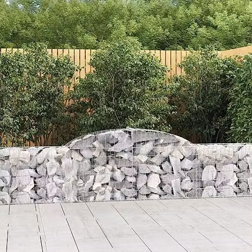 vidaXL Set of 12 Arched Gabion Baskets in Silver Galvanised Steel, W/D/H: 300 x 30 x 60/80 cm – 2