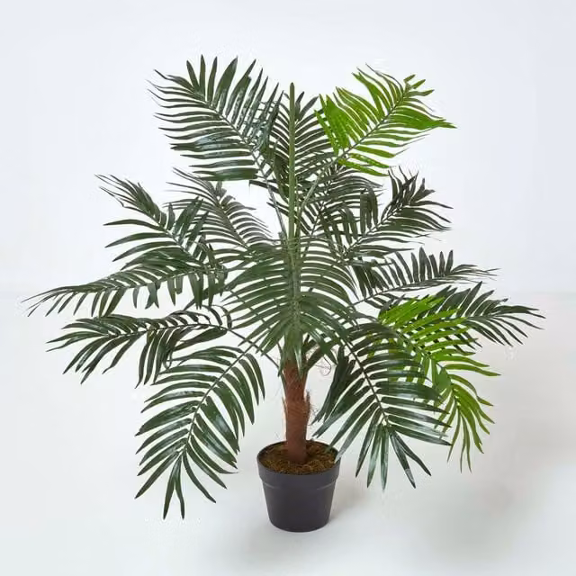 Homescapes Green Mini Artificial Palm Tree with Black Pot, Height: 100 cm – 1