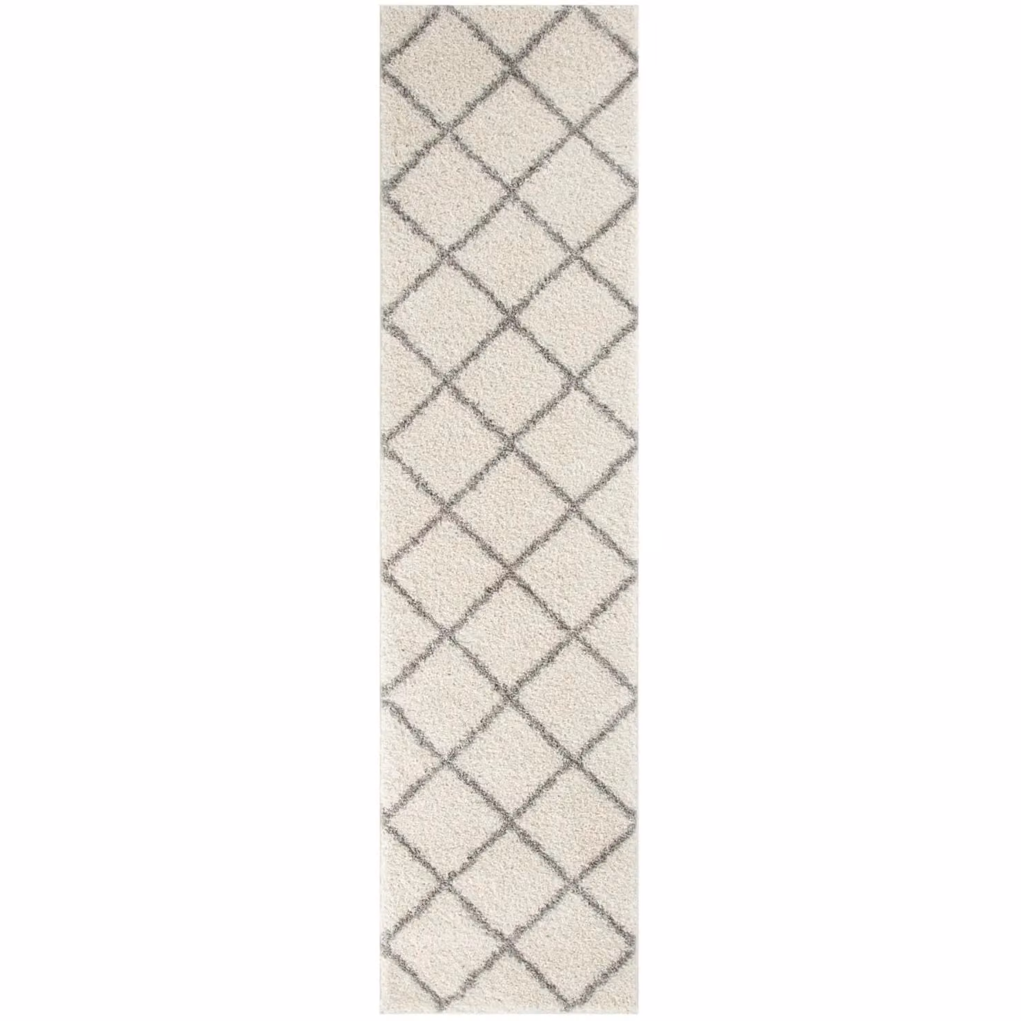 THE RUGS Moroccan Soft High Pile Shaggy Diamond Rug, Off-White, W: 60 cm, L: 110 cm – 3