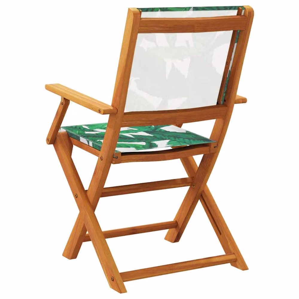 Berkfield Home Beautiful Garden Chairs, Set of 2, Green Acacia Wood with Leaf Pattern – 3