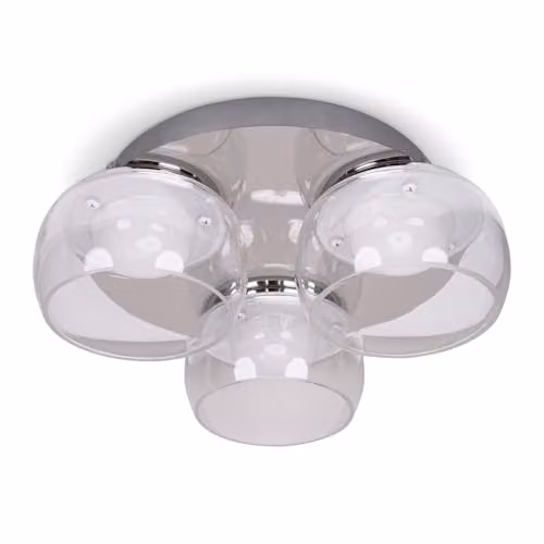 ValueLights Alissa IP44 Rated Silver Integrated LED Flush Ceiling Light with Transparent Glass Shades