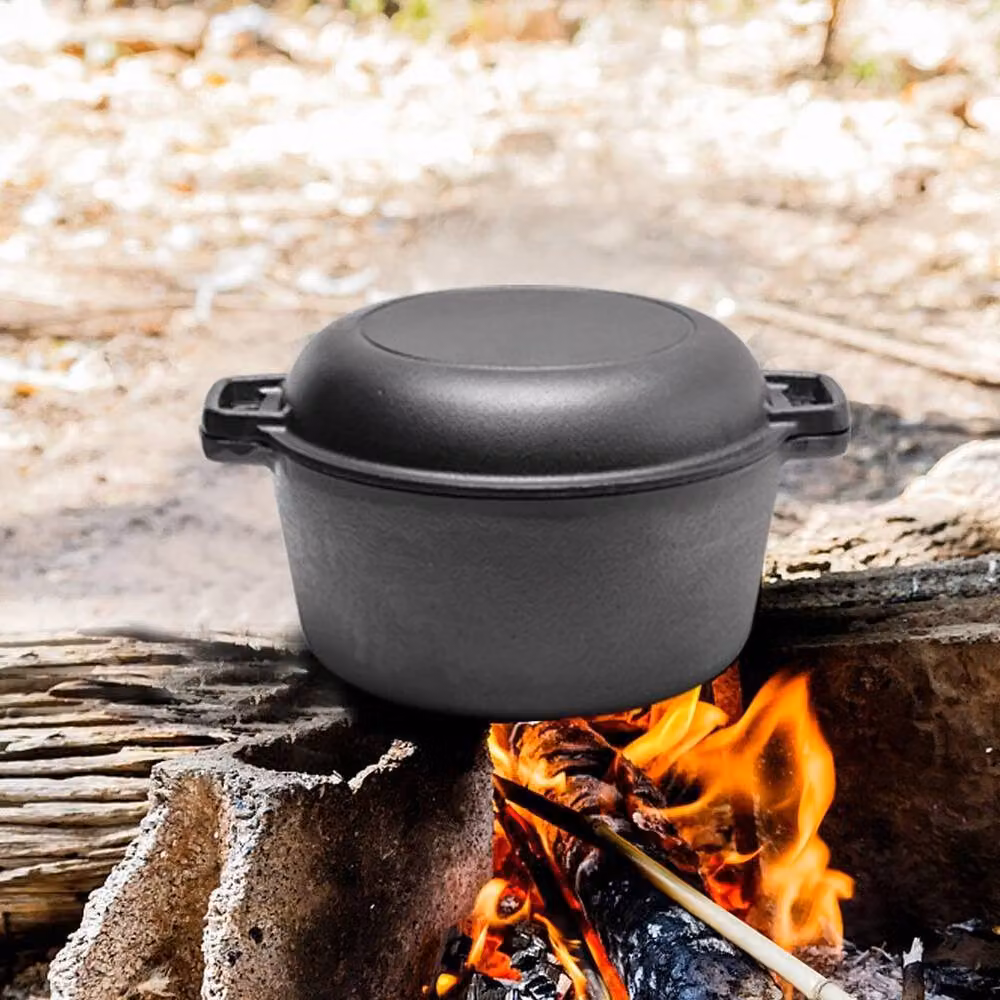 KORVIXA Uncoated Black Cast Iron Casserole Pot – 3