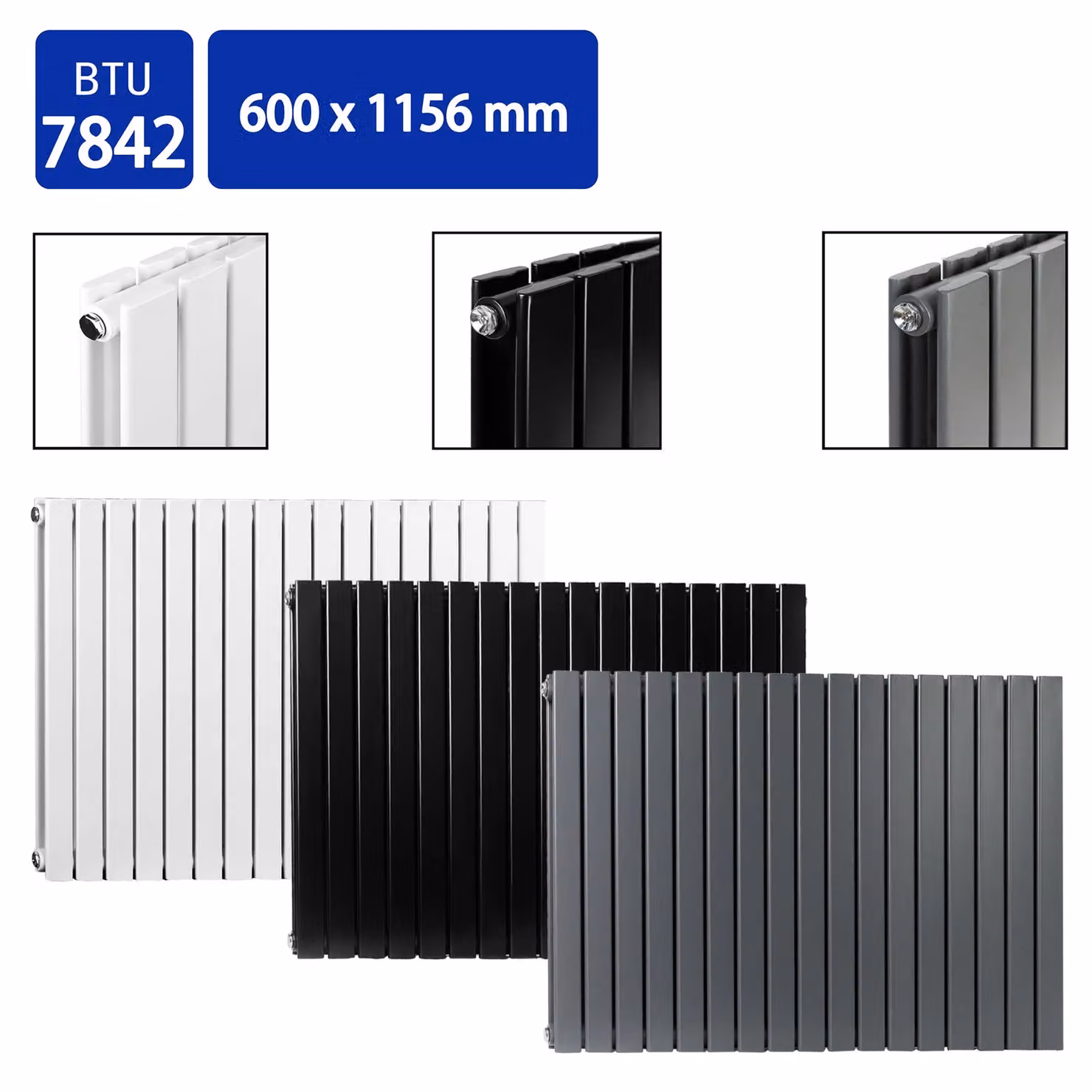 MCC Direct Designer Flat Panel Double Radiator in Anthracite Grey, H: 60.0 cm, W: 115.6 cm – 4