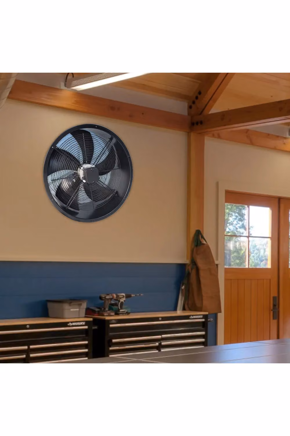 Livingandhome Wall-Mounted Axial Exhaust Fan, 24-inch, Black Metal – 3