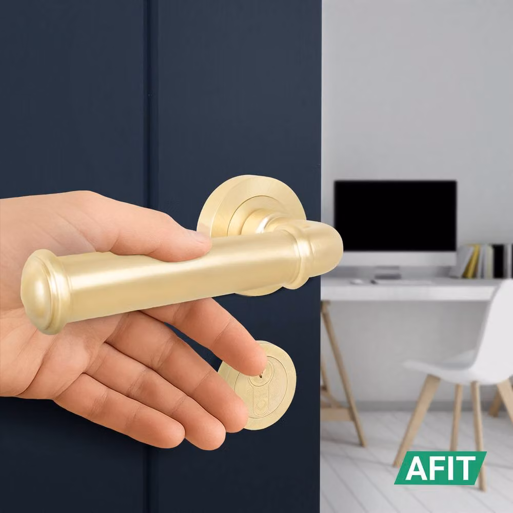 AFIT Brass Fire Door Handle Euro Lock Double Cylinder Set with Hinges in Gold, 150 x 150 mm – 4