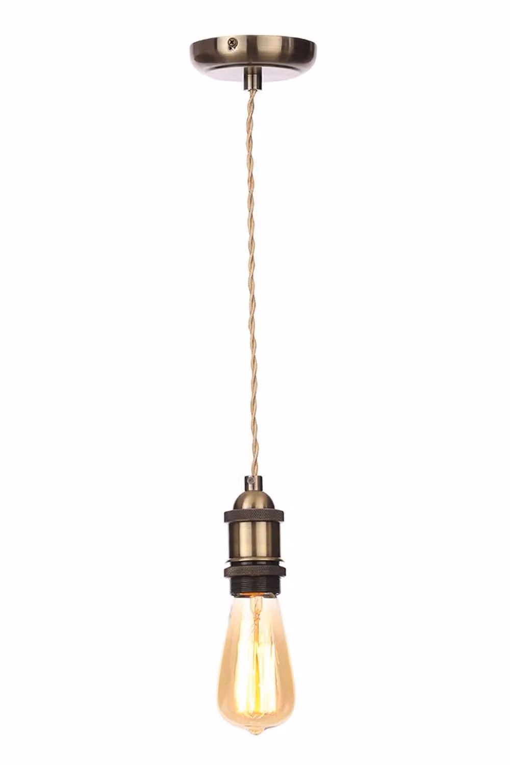 BHS Lighting Industrial Style Cylinder Pendant Ceiling Light in Gold and Brass with Transparent Glass – 2