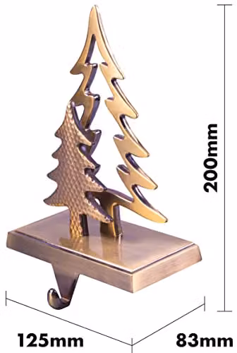 Netagon Set of 2 Gold Metal Christmas Stocking Holders with Tree Design – 2