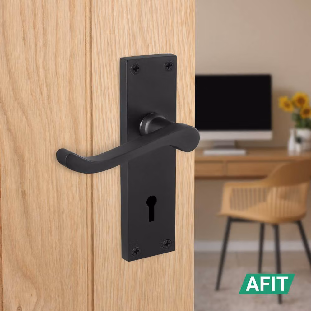 AFIT Victorian Black Scroll Door Handle Sashlock Internal Pair, Matt Black, W/D/H: 15.0 x 15.0 x 15.0 cm – 4