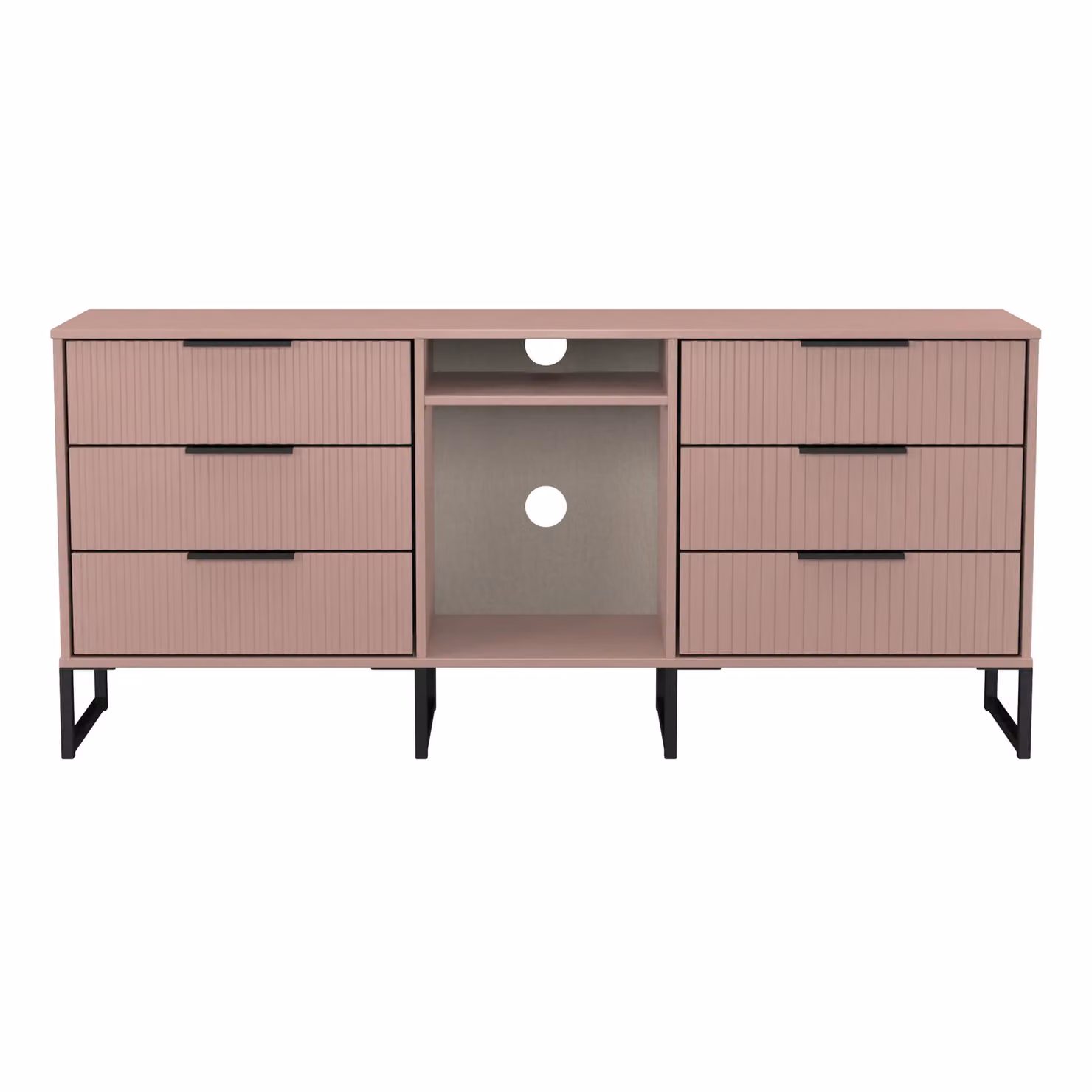 Ready Assembled 2 U Menai 6 Drawer Sideboard in Dusty Pink – 2