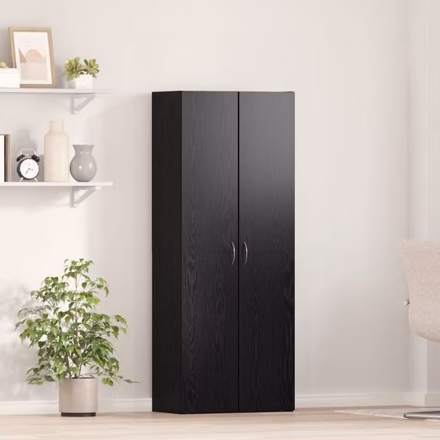 Berkfield Home Modern Black Oak Highboard with Hinged Doors and Internal Shelves, W/D/H: 60 x 32 x 153 cm