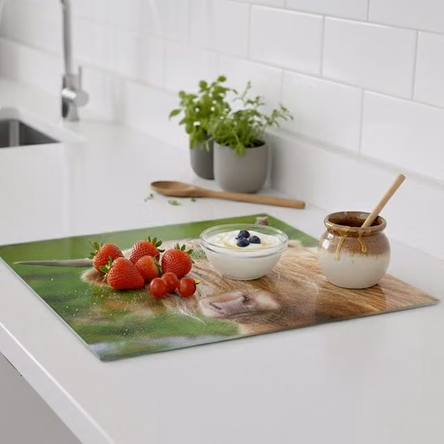 DEENZ Multicolor Highland Cow Glass Worktop Saver, W: 60 cm, D: 40 cm, Green