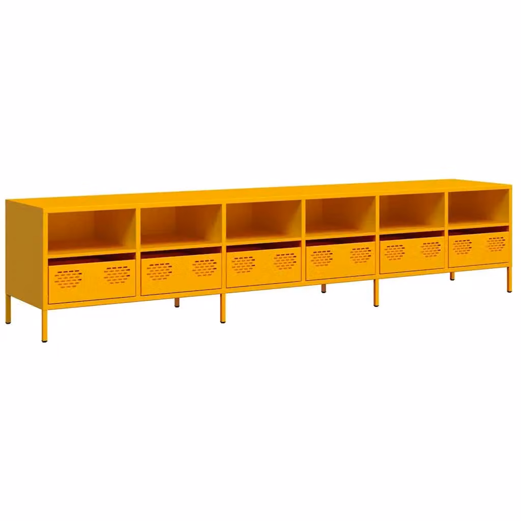 Berkfield Home Modern TV Cabinet in Mustard Yellow, W: 202 cm, D: 43.5 cm, H: 43.5 cm – 2