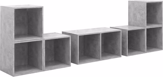 Berkfield Home 6 Piece Classic TV Cabinet Set in Concrete Grey Matt MDF