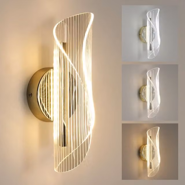 Pheashine Modern Gold Spiral LED Wall Light, 16W, H 28 cm x W 10 cm