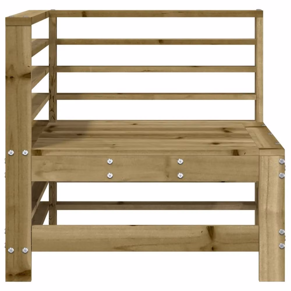 Berkfield Home 2-Piece L-Shape Garden Corner Sofa Set in Brown Impregnated Pine Wood – 3