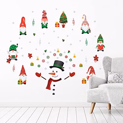 WALPLUS Christmas Combo Wall Stickers with Gnomes and Snowman Decals in Multicolour – 2
