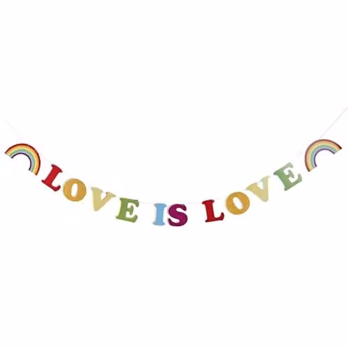 Club Green Love Is Love Rainbow Pride Party Banner, Multicolour Hanging Pennant Garland, Length: 200 cm – 1