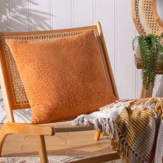 Make It A Home Hidden Cheetah Square Cotton Cushion in Orange