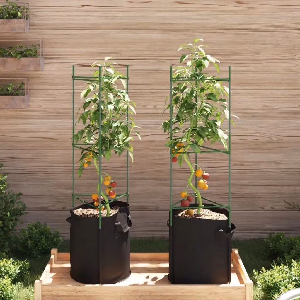 Berkfield Home Tomato Cage with Plant Bag, 2 Piece Set, Green Steel and Plastic, Height: 116 cm – 3
