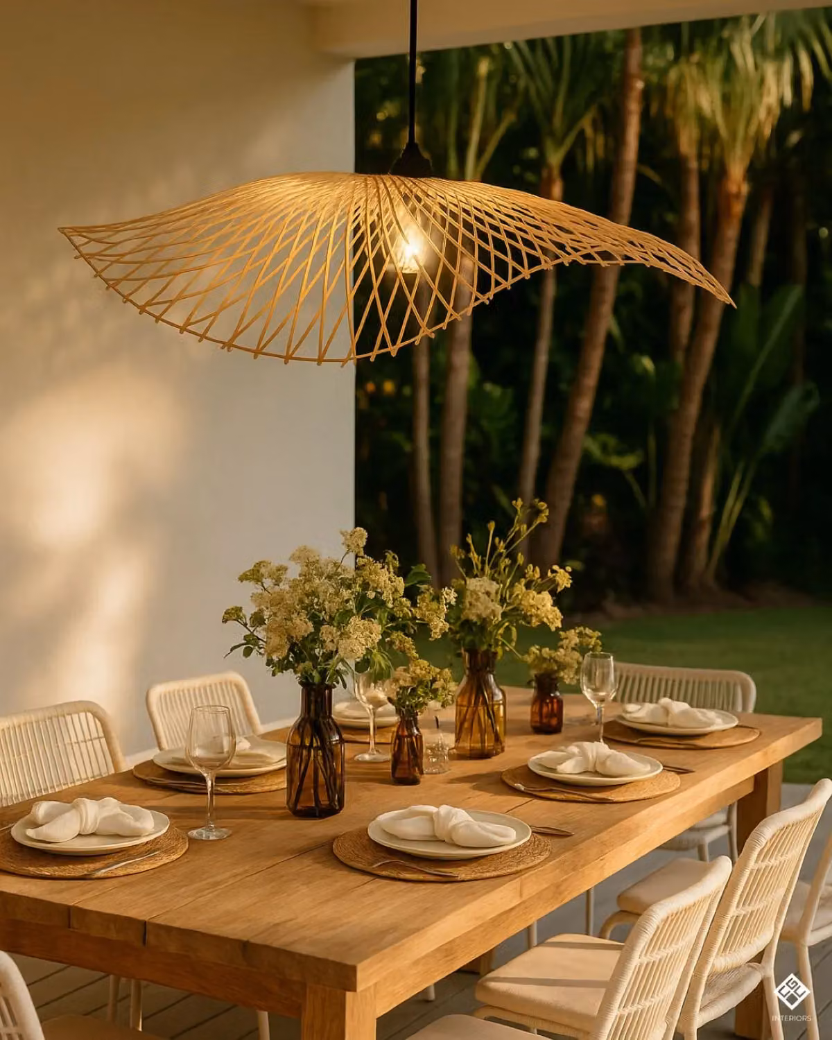 CGC Lighting Tulul Extra Large Hand Made Bamboo Easy Fit Lampshade in Natural Beige, Diameter: 80 cm – 7