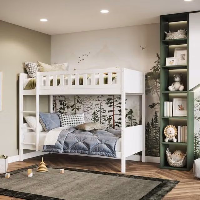 Rest Relax Brandon White Solid Pine Wooden Bunk Bed for Children