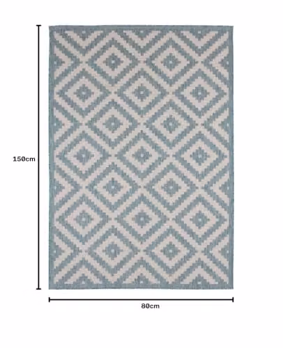 THE RUGS Turquoise Geometric Diamond Outdoor and Indoor Area Rug, W/D/H: 80 x 150 cm – 2