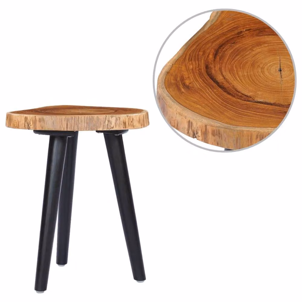 Berkfield Home Round Live Edge Coffee Table in Brown Mango and Teak Wood, W: 45 cm, D: 45 cm, H: 40 cm – 2