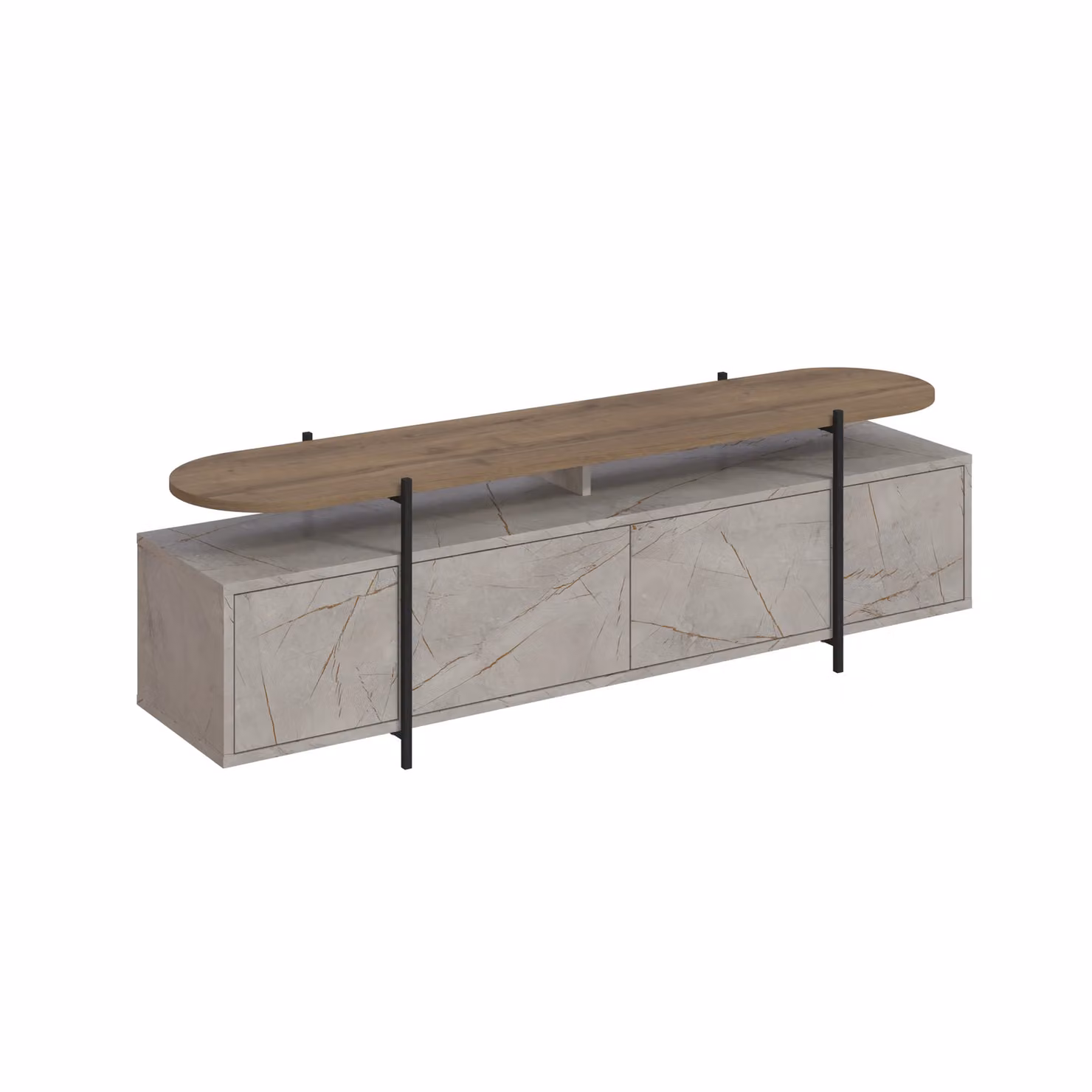 Decortie Hanley Modern TV Unit and Media Stand, Gold and Multicolour Abstract Design, 2 Pack – 2