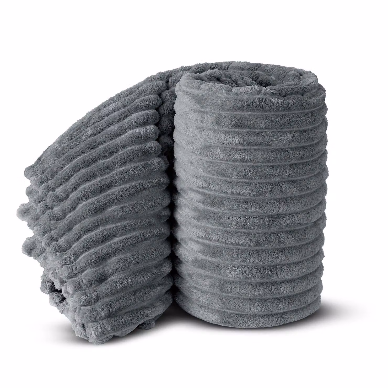 Velosso Super Soft Chunky Cord Blanket Throw in Silver Grey, W: 200 cm, D: 240 cm – 2