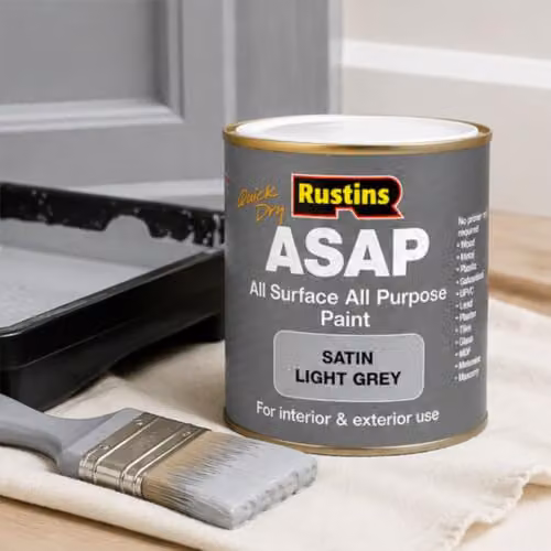 Rustins ASAP Quick Dry All Surface Water-Based Satin Paint, Light Grey, 250ml – 2