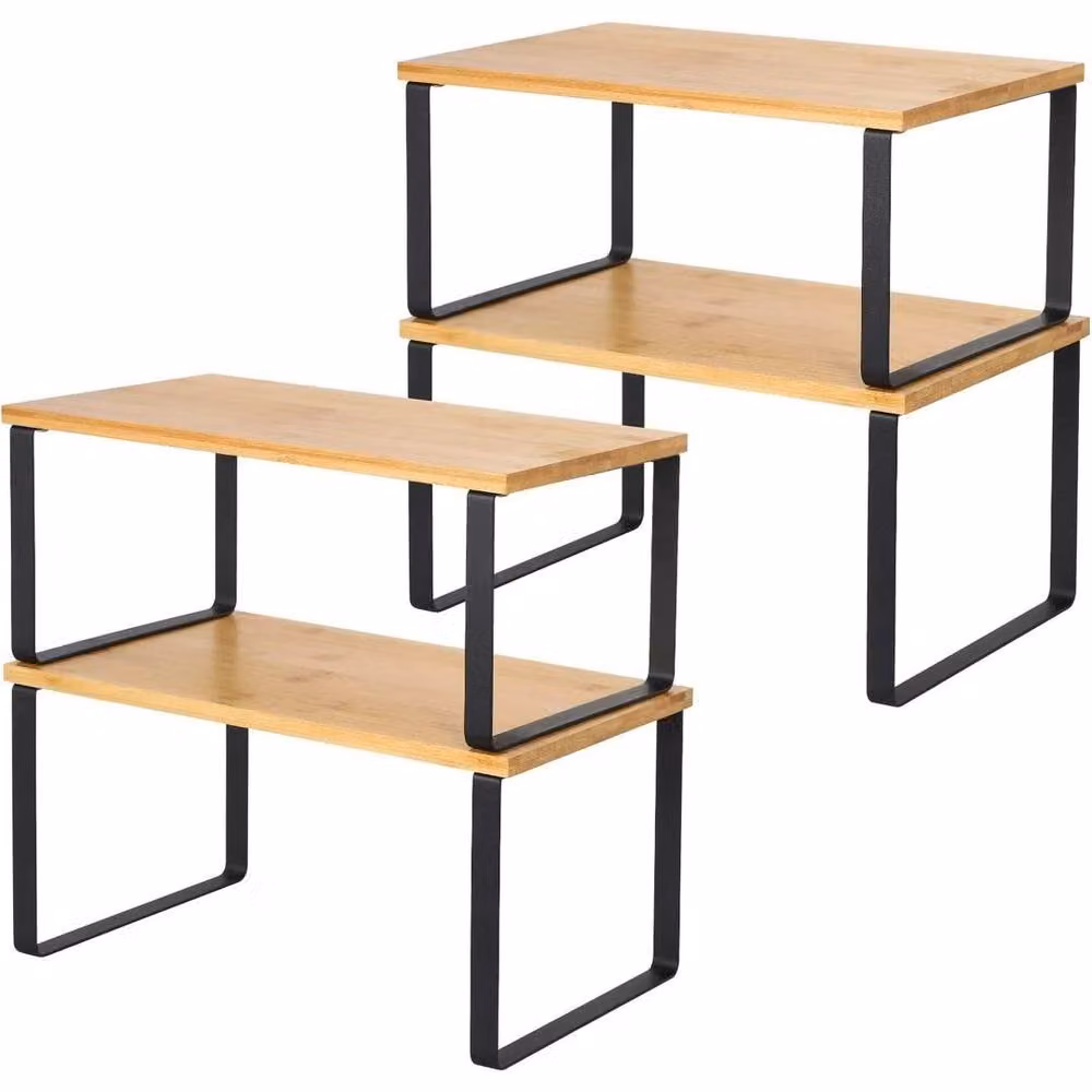 KORVIXA Black Set of 4 Modern Kitchen Cupboard Shelf Organiser Inserts – 3