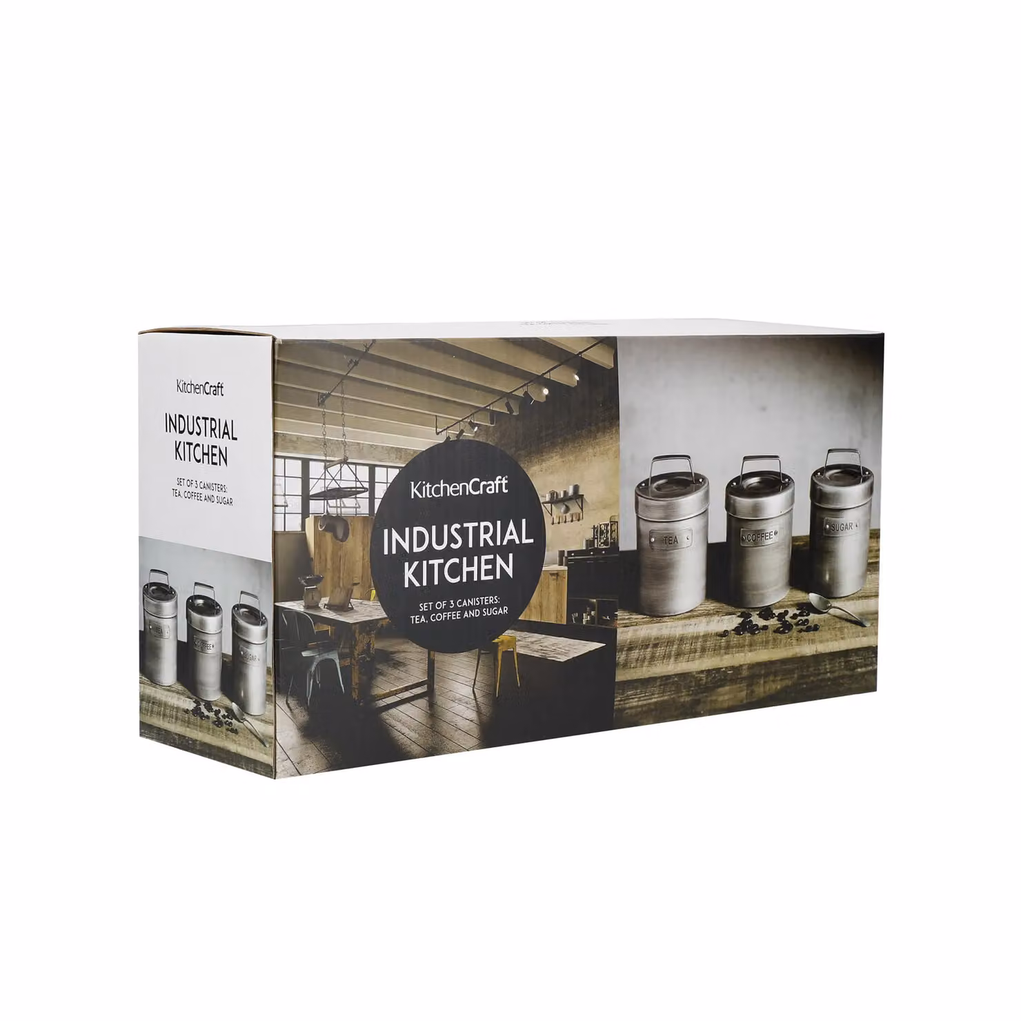 KitchenCraft Industrial Metal Tea, Coffee and Sugar Canister Set in Grey – 5